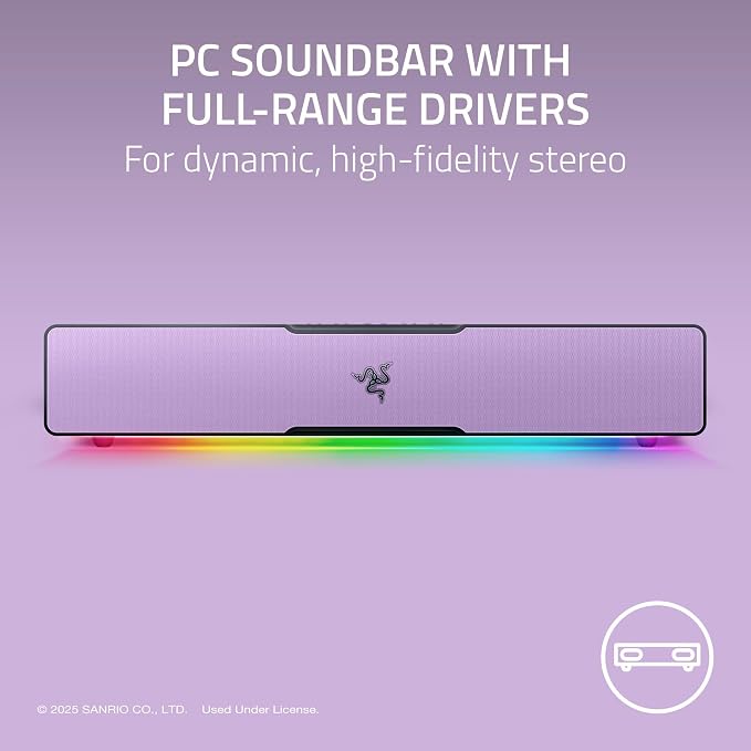 Razer Leviathan V2 X, PC Soundbar, Full-Range Drivers, Kuromi Edition | Compact Design, Chroma RGB, USB-C, Bluetooth 5.0, for PC, Laptop, Smartphones, Tablets & Nintendo Switch - Image 2
