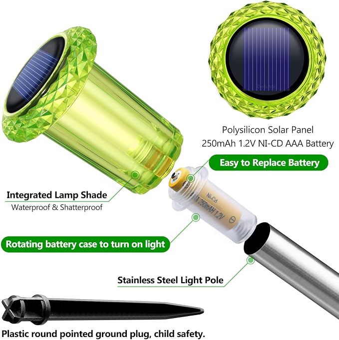 DenicMic Halloween Solar Lights Outdoor Waterproof 10 Pack Halloween Decor | Stake Lights for Yard Pathway Garden Walkway Driveway Patio Lawn, Auto On/Off Green LED Halloween Decorations Outdoor - Image 2