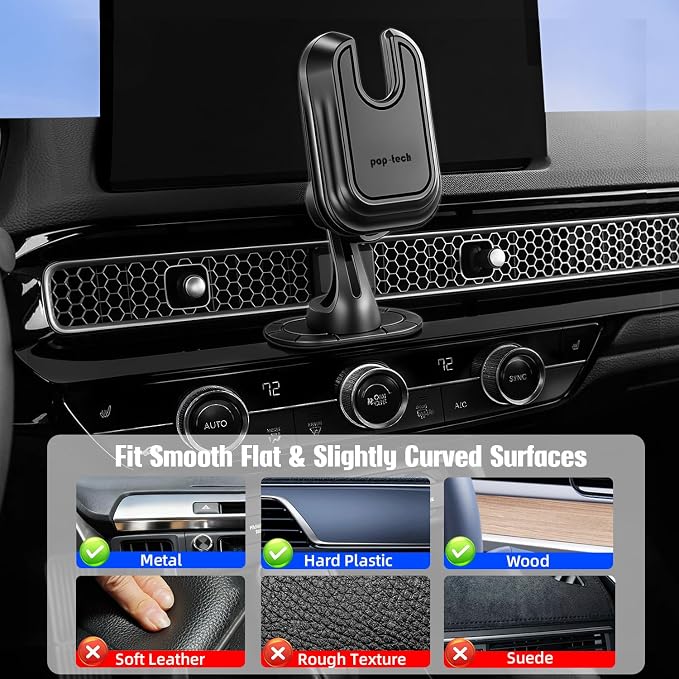 Car Phone Mount for Pop Socket: Strong Adhesive Cell Phone Holder for Automobile Dashboard - Adjustable Dash Sticky Cellphone Stand for iPhone Samsung with Thick Socket Wallet Grip Card Holder - Image 4