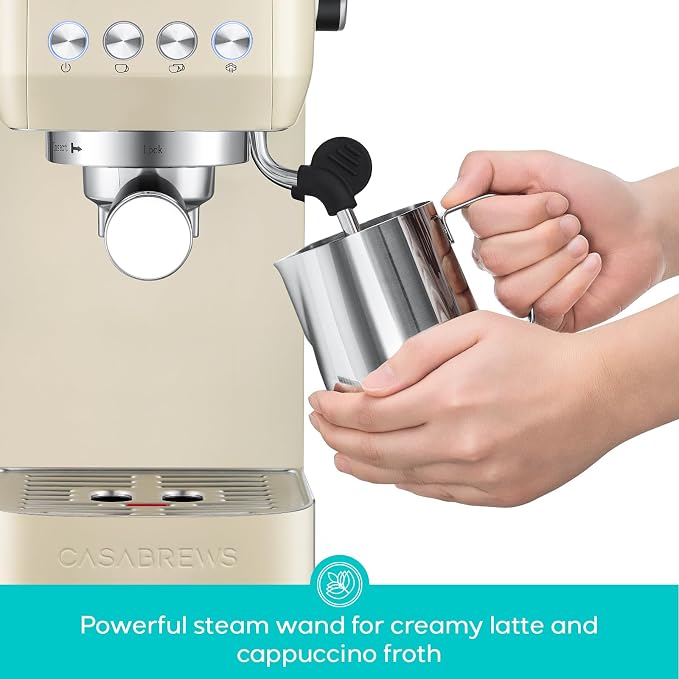CASABREWS 3700 Essential Espresso Machine, Stainless Steel Espresso Maker | 20-Bar Italian Pump, Powerful Steam Wand, 43.9oz Removable Water Tank, Compact Espresso Maker for Home, Cappuccino & Latte - Image 4