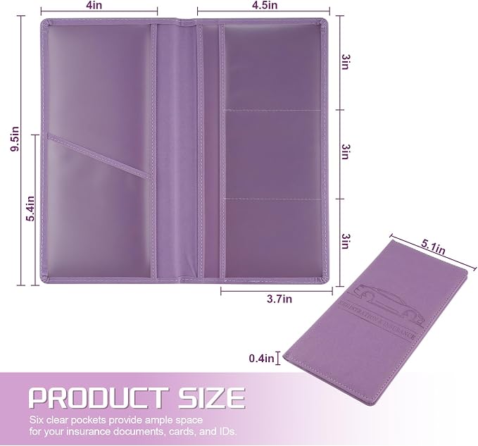 JUSTTOP 2Pack Car Registration and Insurance Holder,Car Document Holder for Cards License with Magnetic Shut,Vehicle Glove Box Car Organizer for Documents, Cards, License(Purple) - Image 2