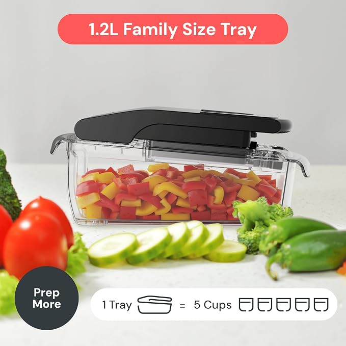 Fullstar Pro Original Vegetable Chopper & Spiralizer, Kitchen Prep Tool | 4 in 1 Veggie Slicer, Onion & Fruit Cutter with Sharp Stainless Steel Blades & Container, All-in-One Food Prep Tool (Clear) - Image 6
