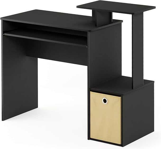 Furinno Econ 40-Inch Computer Desk Side Shelves, Office Desk with Keyboard Tray and Storage Bins, Rectangular Gaming Desk for Home Office, Bedroom, Study Room, Classic Black - Image 7