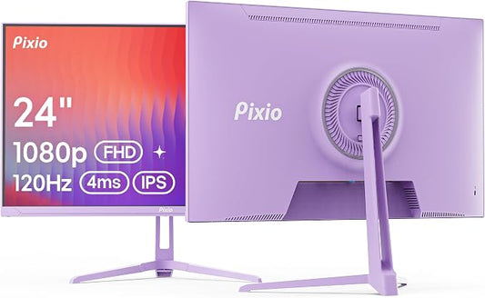 Pixio PX246 Wave Purple 24 inch 120Hz Refresh Rate FHD 1080p Resolution IPS Panel 4ms GTG Response Time Gaming Monitor with Adaptive Sync by Pixio