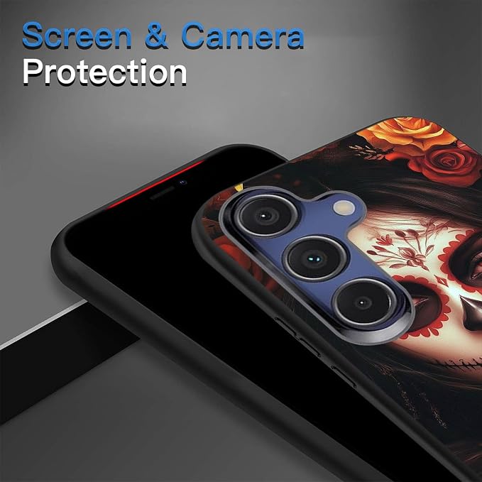 Designed for Galaxy S25 FE Phone Case,Slim Silicone Shockproof Protective Case for Galaxy S25 FE 6.7 inch,Day of The Dead Girl Art - Image 5
