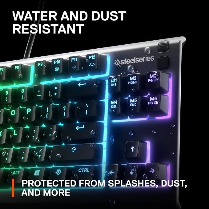 SteelSeries Apex 3 TKL RGB Gaming Keyboard – Tenkeyless Compact Form Factor - 8-Zone RGB Illumination – IP32 Water & Dust Resistant – Whisper Quiet Gaming Switch – Gaming Grade Anti-Ghosting,Black - Image 5