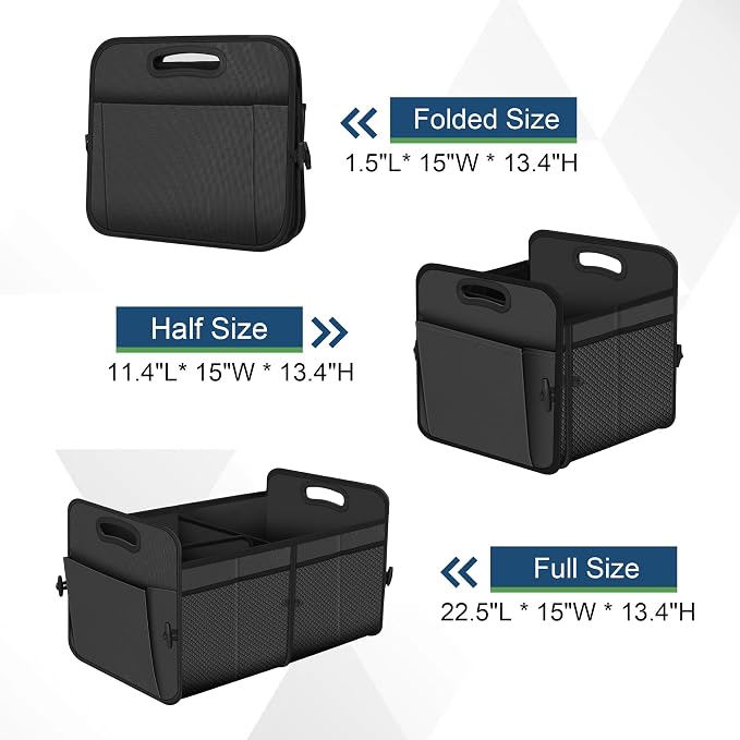 Femuar Car Trunk Organizer with 72L Large Capacity Waterproof Collapsible and 11 Pockets, Trunk Organizer for Car SUV/Jeep/Sedan, Large Size, Grey - Image 4