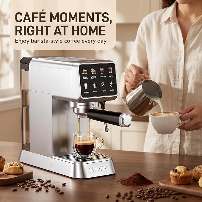 Mecity 20 Bar Espresso Machine with Milk Frother, Touchscreen Coffee Maker for Espresso, Americano & Over Ice Coffee, Compact Stainless Steel Latte & Cappuccino Maker - Image 6