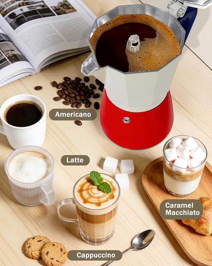 Coffee Maker Stovetop Espresso Maker 3 Cup Aluminum Moka Pot Percolator 5oz 150ml Easy Brewing for Electric Ceramic Stoves Home Camping Italian Cuban Café Classic Sip Sized - Image 4