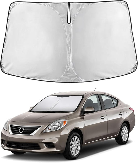 EcoNour Windshield Sunshade Compatible for Nissan Versa 2012-2017 2018 2019, Sun Visor for Front Windshield & Window Sun Shade Cover, UV Heat Blocker & Protector, Car Accessories by EcoNour