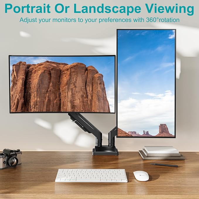 MOUNT PRO Dual Monitor Stand for Two Screens up to 43 Inch, Heavy Duty Ultrawide Double Monitor Arm Holds up to 33lbs Each, Premium Adjustable Computer Monitor Mount for 2 Monitors, VESA Desk Mount - Image 7