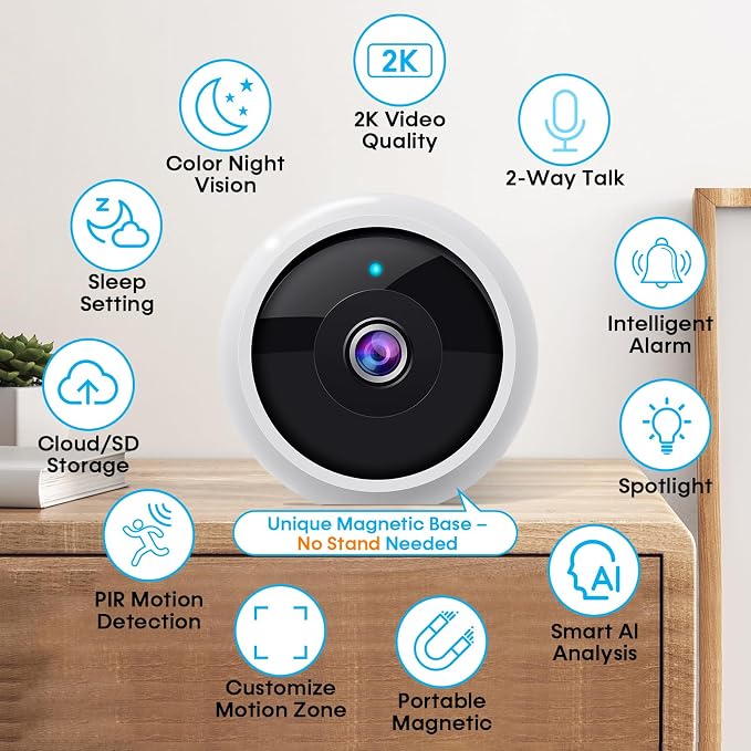 AMTIFO Security Cameras Wireless Outdoor Magnetic - 4-Pack Install-Free Indoor Smart 2K WiFi - Long Battery Life Powered Wireless Security Camera with AI Motion Detection - Image 3