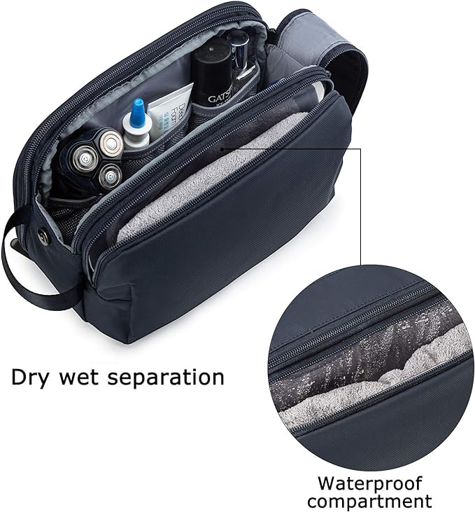 BAGSMART Toiletry Bag for Men, Travel Toiletry Organizer Dopp Kit Water-resistant Shaving Bag for Toiletries Accessories, Door Room Essentials,Navy Blue-large - Image 4