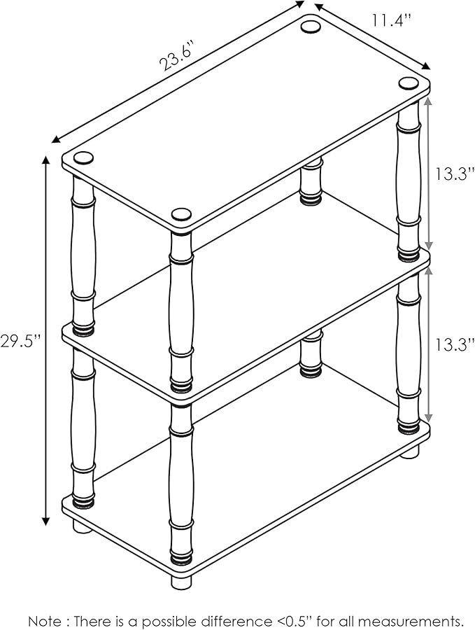 Furinno Turn-N-Tube 3-Tier Compact Multipurpose Shelf Display Rack with Classic Tube, Beech/White - Image 2
