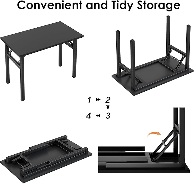 Need Office Computer Desk 35.8 Inch Sturdy Folding Laptop Table White | White Frame Writing Gaming Work Table/Foldable Home Office Desk/Sewing Table, No Assembly Required - Image 6