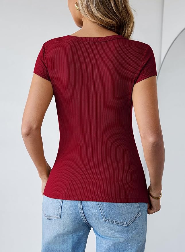 Pink Queen Sexy Tops for Women Cutout Keyhole Neck Cap Sleeve Shirts Casual Summer Clothes 2026 Fashion - Image 6