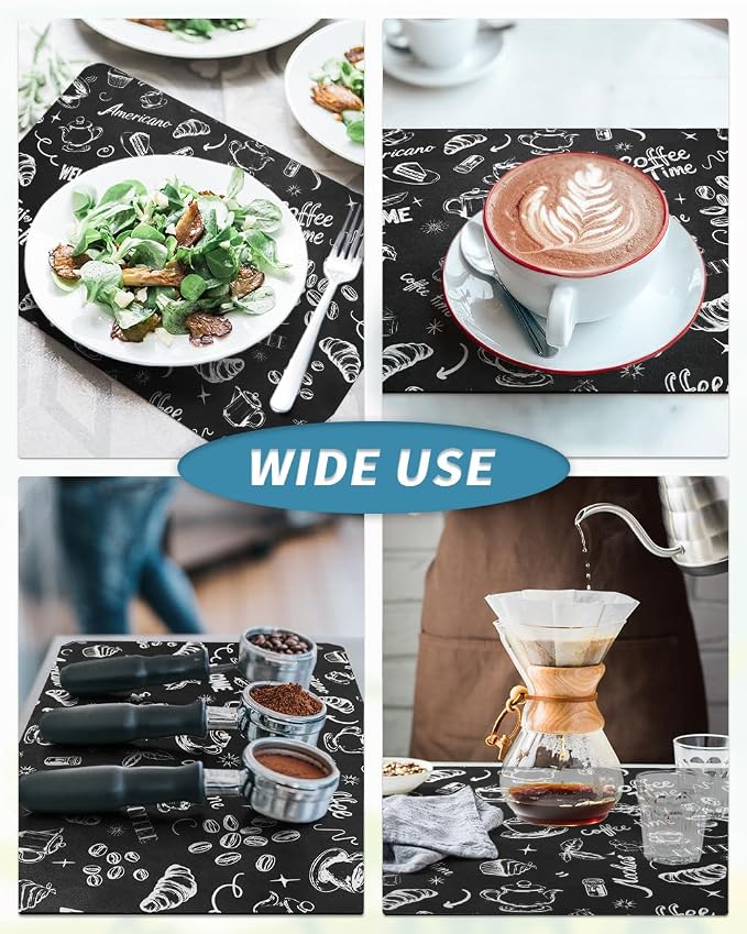 AMOAMI-Coffee Mat Hide Stain Rubber Backed Absorbent Dish Drying Mat for Kitchen Counter-Coffee Bar Accessories Fit Under Coffee Maker, Espresso Machine, Pot, Dish Rack (16X24,INK) - Image 6