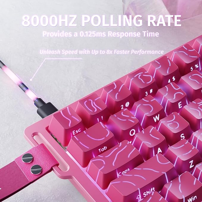 ATTACK SHARK X68HE RT Mechanical Gaming Keyboard 60% Wired TKL-Rose Contour | Adjustable Actuation,Hall Effect Magnetic Switch,8KHz Polling Rate,RGB Backlit,Top Mount,Side Printed Keycap for PC Mac Gamer - Image 5