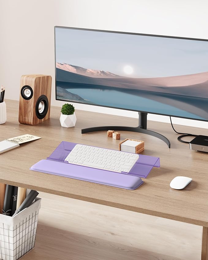 Laborio Computer Keyboard Wrist Rest, Keyboard Riser Stand for Desktop | Purple, Ergonomic Acrylic Keyboard Holder, Non-slip Wrist Pad, Pain Relief for Typing, Multiple Colors - Image 7