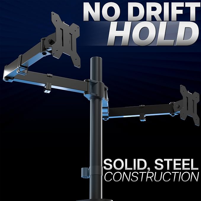 VIVO Dual Ultrawide Monitor Desk Mount, Heavy Duty Fully Adjustable Steel Stand, Holds 2 Computer Screens up to 38 inches and Max 22lbs Each, Black, STAND-V038 - Image 8