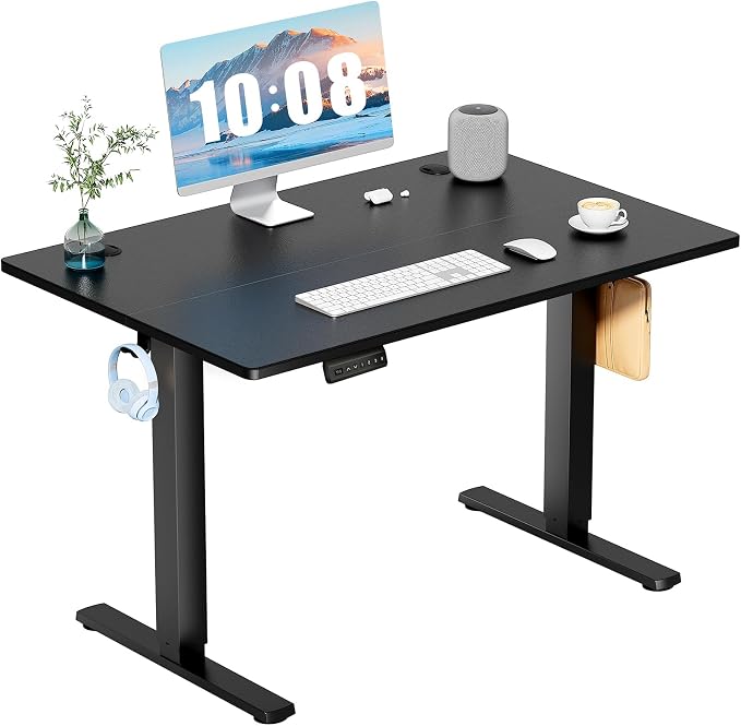DUMOS 40 Inch Electric Standing Desk, Memory Adjustable Home Office Desk | Sit Stand Up Desk for Work Home Office,Adjustable Desk, Rising Computer Table with Splice Board,Cable Management,Hook,Black by DumosLifestyle