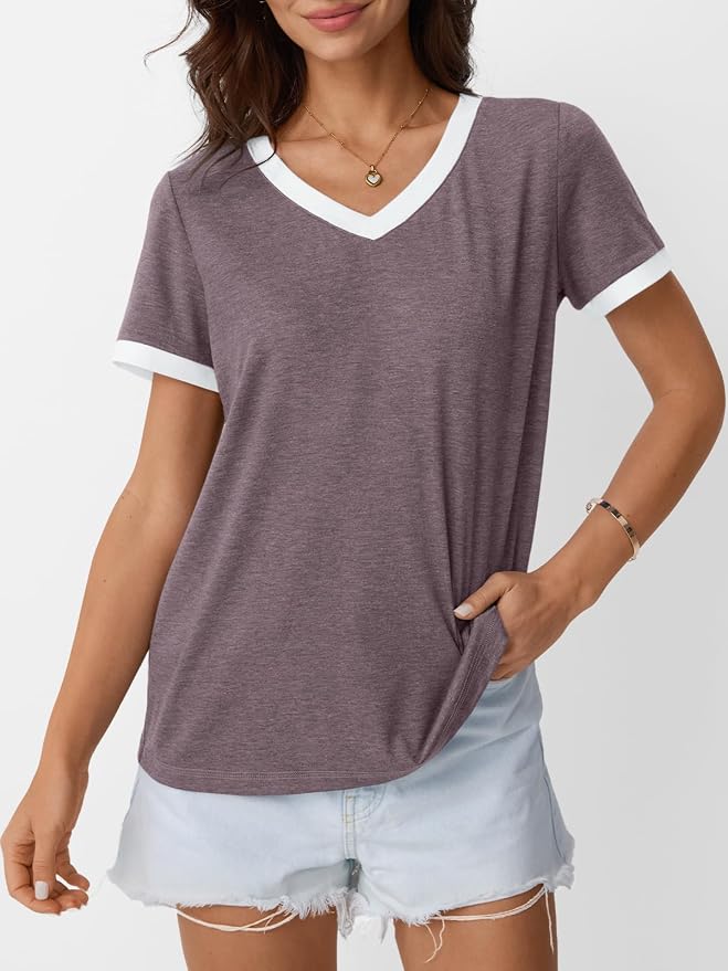 AUTOMET Womens Short Sleeve T-Shirts Summer Tops Casual Soft Tunic V Neck Basic Workout Clothes Spring Fashion Outfits 2026 - Image 2