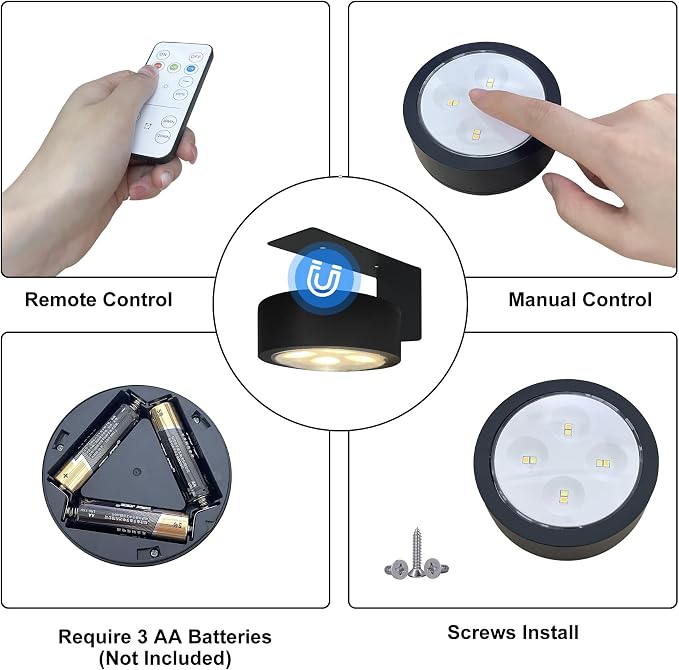 6-Pack Battery Operated Picture Light Magnetic Painting Light with 3 Lighting Modes,Remote and Dimmable Timer Art Display Light for Picture Artworking Frame Portrait,Wireless Wall Decor Puck Lights - Image 7