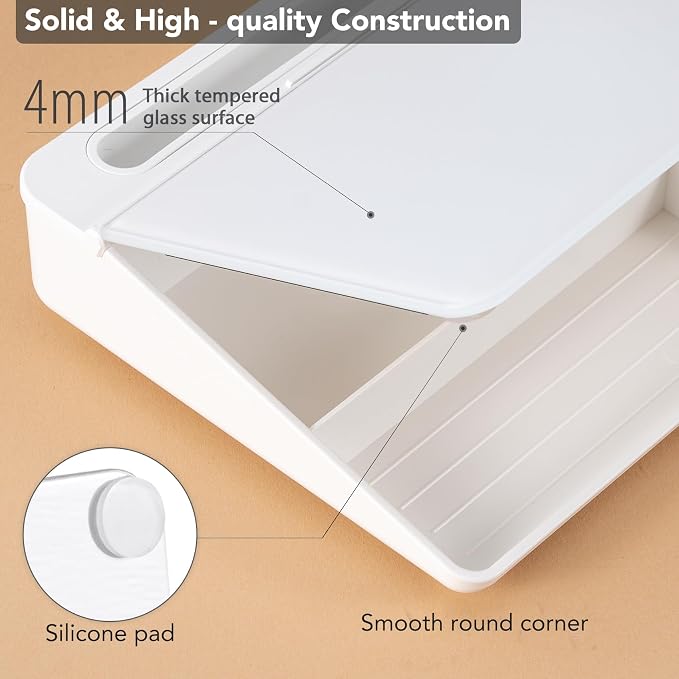Varhomax Glass Desk Whiteboard with Built-in Mirror, Desktop Organizer Dry Erase White Board with Storage, to Do List Memo Notepad for Home Office and School Supplies - Image 6