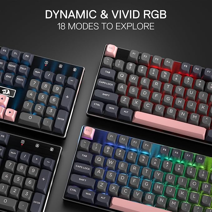 Redragon K556 Wired RGB Mechanical Gaming Keyboard, 104-Key Aluminum Board | Rock-Solid Metal Build, 20 Backlits for Immersive ESports Vibe, Hot-swap Creamy Custom Linear Switch, PBT Round Keycaps - Image 7