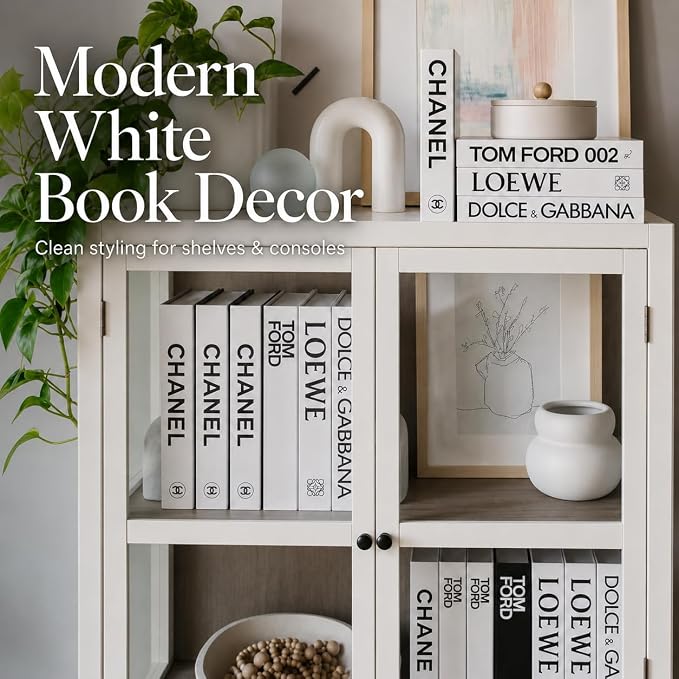 PROBENEX 4 Pcs Decorative Books | Faux White Coffee Table & Shelf Decor | Bright Scandinavian Look for Living Room, Office and Entryway - Not Real, Tool-Free 2-Min Setup - Image 6