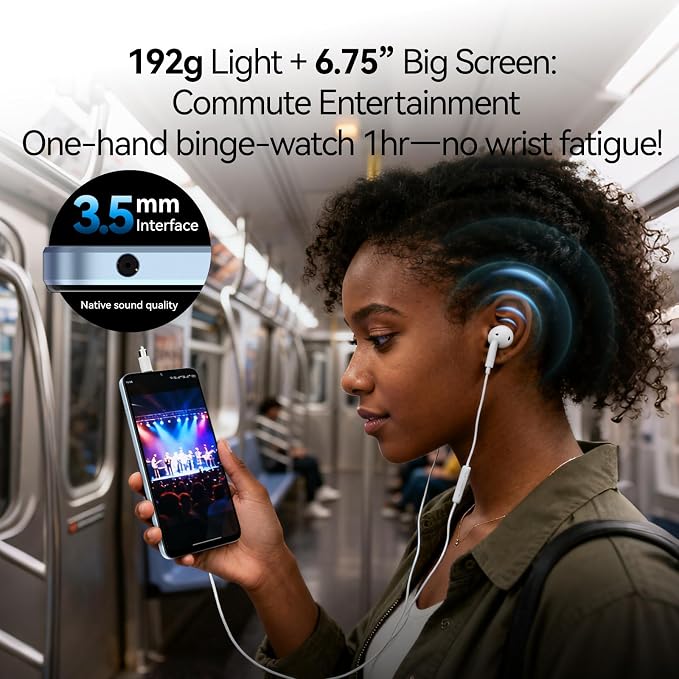 MIRO Ultra-Light 192g 6.75" Big Screen Smartphone - 4G 64GB + 1TB Expandable Storage, 13MP AI Dual Camera 5MP Front, 4900mAh Battery, 3.5mm Headphone Jack, Android 14, Dual SIM Global (Blue) - Image 5