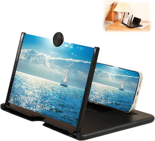 Smartphone Screen Magnifier, 3D HD Mobile Phone Magnifier Projector Screen Enlarger for Movies, Videos, and Gaming, Foldable Cell Phone Stand with Screen Amplifier, Supports All Smartphones (12Inch) by Unknown
