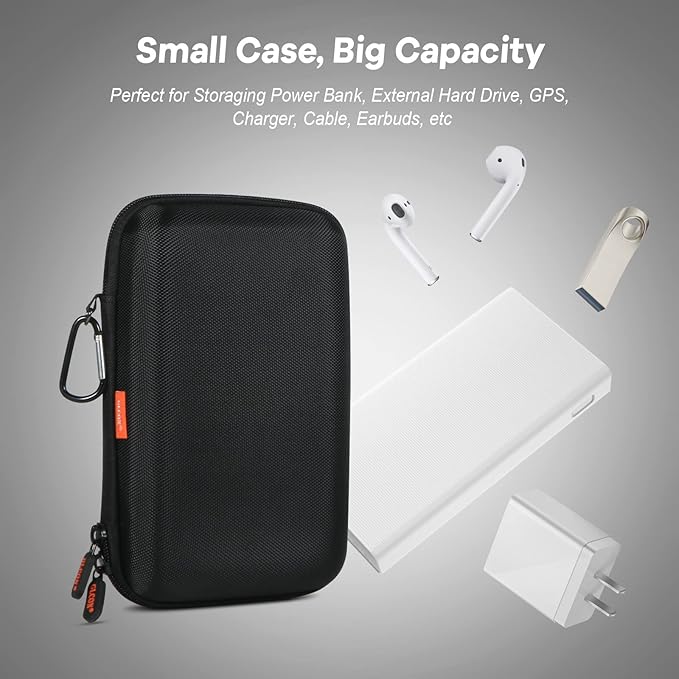 Shockproof Hard Shell Carrying Case, 2 Colors | Larger Capacity Storage Pouch, For GPS, External Hard Drive, Power Bank, Charger, Cable - Image 3