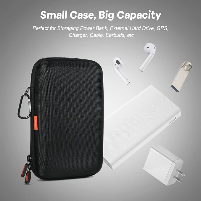 Shockproof Hard Shell Carrying Case for GPS, External Hard Drive, Power Bank, Charger, Cable, Heart Monitor, Cell Phone, Electronic Accessories - Larger Capacity Storage Pouch Travel Bag - Image 3