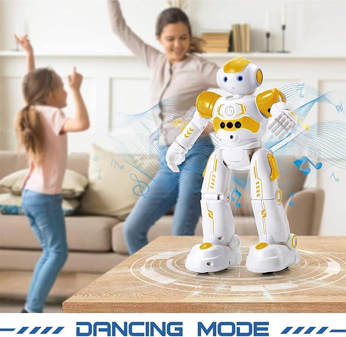 KingsDragon RC Robot Toys for Kids, Gesture & Sensing Programmable Remote Control Smart Robot for Age 3 4 5 6 7 8 Year Old Boys Girls Birthday Gift Present,Yellow - Image 5