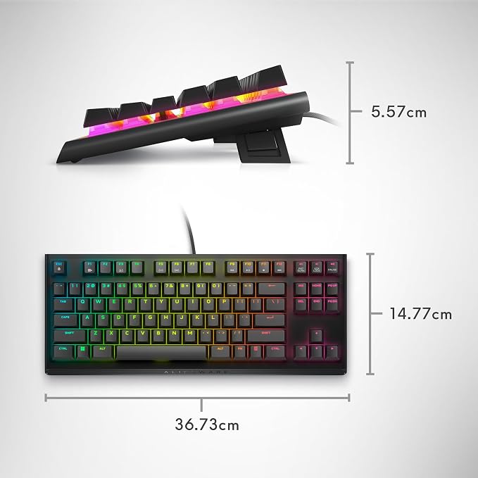 Alienware Wired Gaming Keyboard AW420K, Linear Mechanical, TKL | USB-C, Detachable Cable, Adjustable Height, RGB Per-Key, Dark Side of the Moon, 2-Year Warranty - Image 8