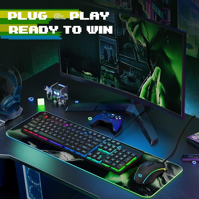 Redragon Updated S107 Gaming Keyboard and Mouse, RGB Gaming Keyboard and 10000 DPI Mouse Combo with 25-Key Anti-Ghosting, 1K Hz Programmable Mice with Software, Plug & Play to PC, Laptop [Upgrade] - Image 8