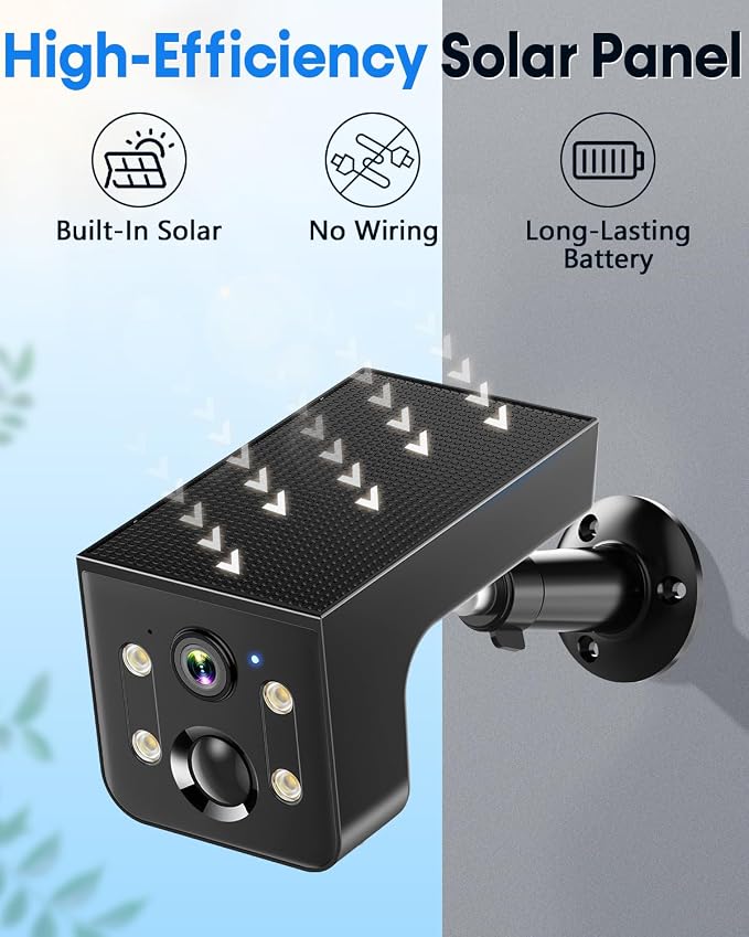 Thybro Solar Powered Camera Outdoor 2 Pack: AI Motion Detection 2K Outdoor Camera Wireless - Long Battery Life for Home & Business Monitoring(Black) - Image 3