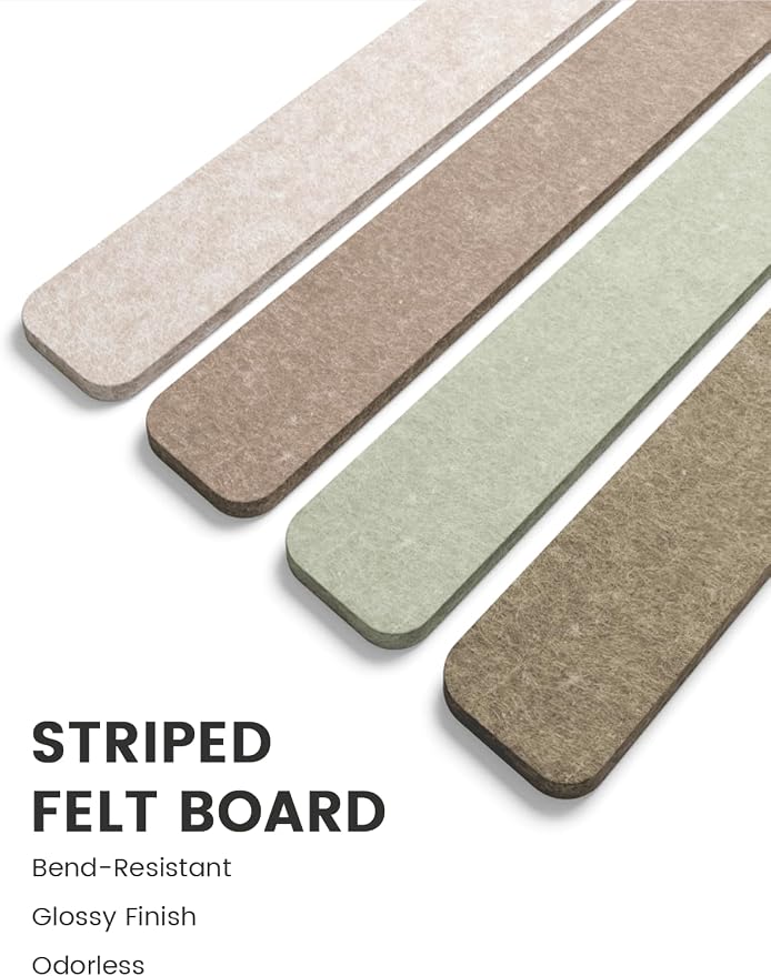 Fluxynara 13" x 2" Felt Wall Panels, Linen Dusk | 8-Pack Includes 50 Push Pins and Adhesive Tabs for Photos, Notes and Decor in Bedroom Doors, Home Office or Studios - Image 3