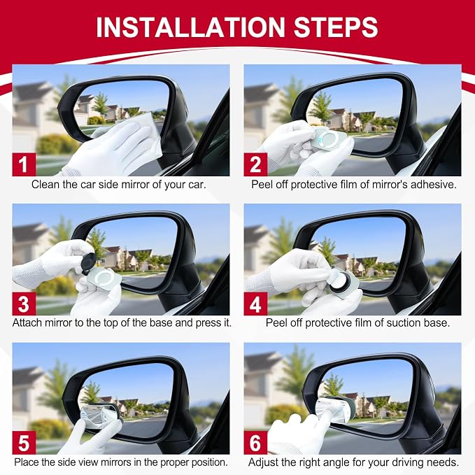 LivTee Blind Spot Mirrors, Flat Oval HD Glass Frameless Convex Rear View Mirrors, Wide Angle Adjustable Stick for Side Mirror, Automotive Exterior Accessories for Car, SUV & Trucks, Pack of 2 - Image 4