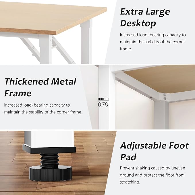 Need Office Computer Desk 39.3 Inch Sturdy Folding Laptop Table Pink Oak | White Frame Writing Gaming Work Table/Foldable Home Office Desk/Sewing Table, No Assembly Required - Image 8