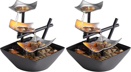 Homedics Tabletop Water Fountain, Home Décor Soothing Sound Machine - Automatic Pump, Deep Basin & Natural River Rocks. Indoor Zen Relaxation for Office, Living Room, or Bedroom, 8.25” Tall by Homedics