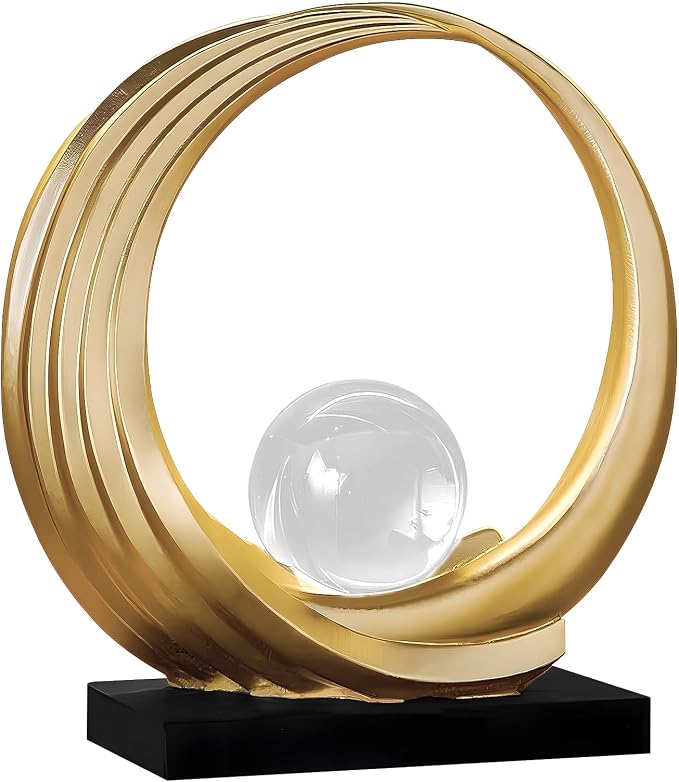 Dosker Modern Abstract Stripe Golden Shelf Decor Statues | Coffee Table Home Decor Sculpture,Desk Decoration for Living Room,Office (Golden) by Dosker