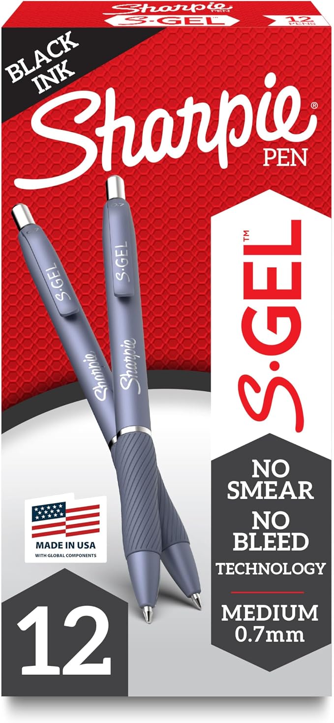 Sharpie S-Gel Pens, Frost Blue Barrel, Medium Point (0.7mm), Black Gel Ink, 12 Count - Office Supplies, Journaling, Writing, Note-Taking - Image 6