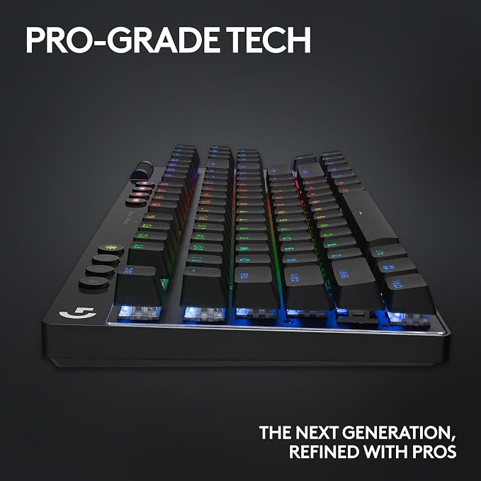 Logitech G PRO X TKL Lightspeed Wireless Gaming Keyboard (Linear) - Black | Lightspeed wireless, Ultra-Portable Tenkeyless Design, LIGHTSYNC RGB, PBT keycaps, Linear Switches - Image 8