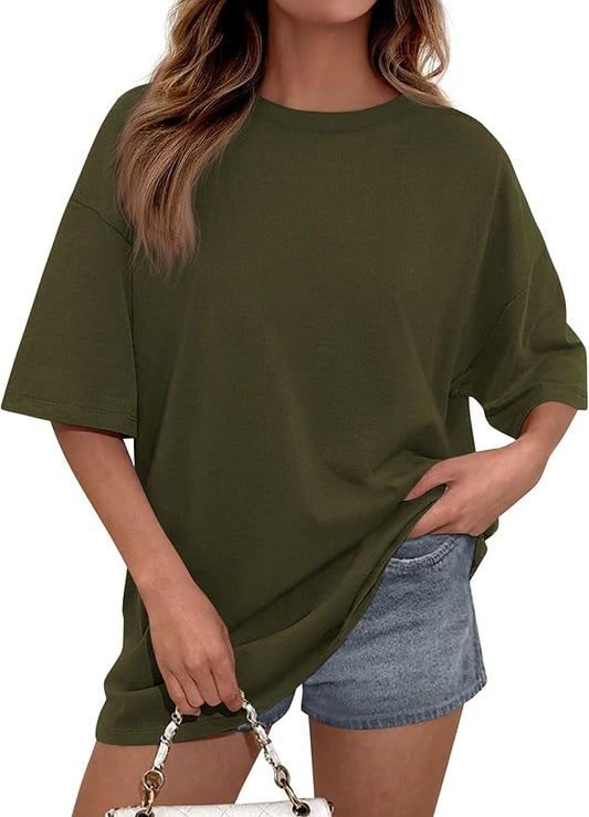 PRETTYGARDEN Womens 2026 Spring Going Out Tops Casual Short Sleeve Crewneck Loose Fit Basic Oversized T Shirts Summer Outfits by PRETTYGARDEN