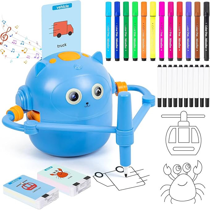 TREEFIA Drawing Robot for Kids, Drawing Robot for Kids 6 7 8 9 10 11 12 Year Old, Doodle Bot Toy with 100 Drawing Cards & 16 Color Pens for Girls and Boys by TREEFIA