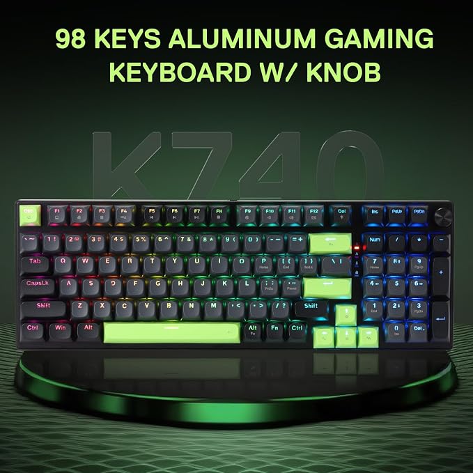 Redragon K740 Wired RGB Gaming Keyboard, Aluminum Base & Knob, 95% Layout | Rock-Solid Metal Build, Multi-Function Control Wheel, Creamy Custom Switch, Swap-Ready Socket, Fade-Resistant PBT Keycap - Image 9