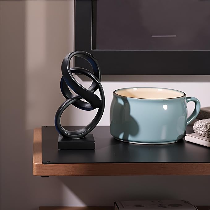 10" Modern Abstract Ribbon Decorative Sculpture, Knot Sculptures,Home Decor,Coffee Table Statues,Dining Living Room Desk Decor（Black） - Image 6