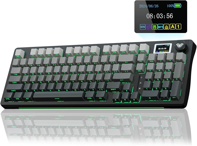 AULA S98 Pro Wireless Mechanical Keyboard with Screen & Knob,2.4GHz/USB-C/BT5.0 Hot Swappable Creamy Keyboard,Pre-lubed Linear Switches,Side Printed PBT Keycaps,RGB Backlit Gaming Keyboards by AULA